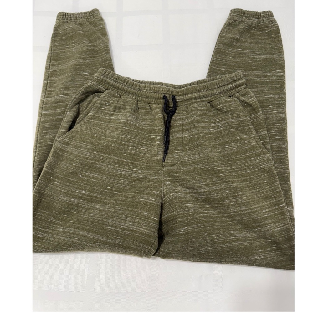 Amplify Mens Jogger Sweatpants Small Olive Green Space Dye Heathered Fleece